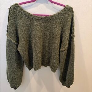 Lulus Olive Off-the-Shoulder Sweater